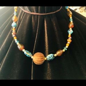 Beautiful Wooden Bead & Duo Chrome shine Necklace